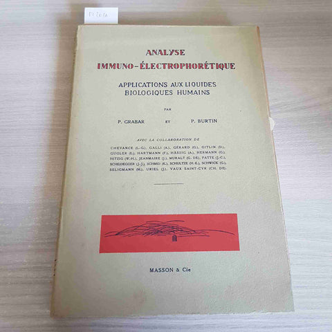ANALYSE IMMUNO ELECTROPHORETIQUE APPLICATIONS AUX LIQUIDES BIOLOGIQUES HUMAINS