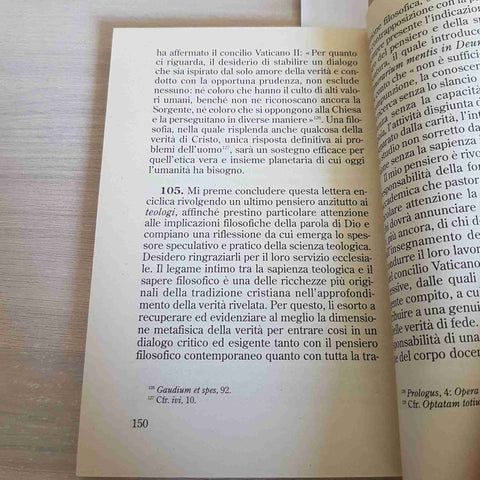 FIDES ET RATIO LETTERA ENCICLICA - GIOVANNI PAOLO II - PAOLINE - 1998