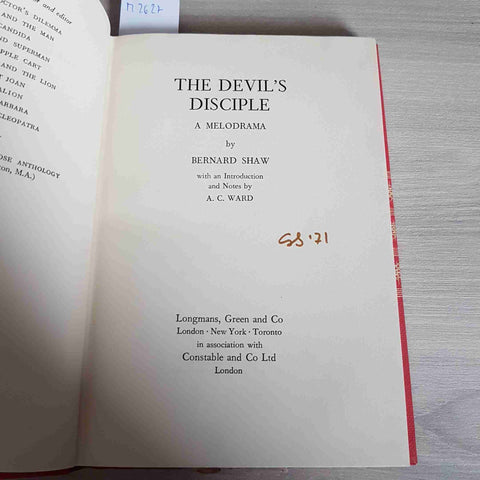 THE DEVIL'S DISCIPLE - BERNARD SHAW - LONGMANS - 1960