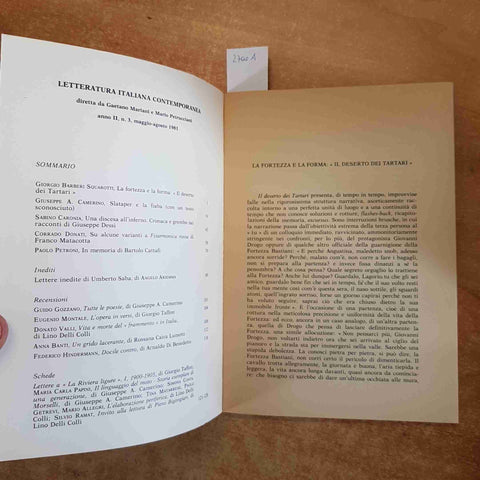 LETTERATURA ITALIANA CONTEMPORANEA rivista studi sul NOVECENTO N°3 1981 LUCARINI