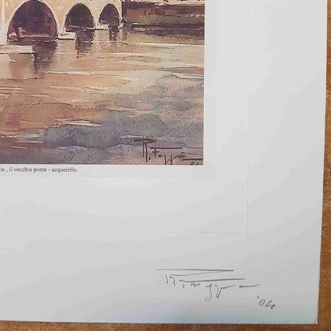REMO FAGGI PAVIA autografo orginale - RIPRODUZIONE ponte vecchio STAMPA A COLORI