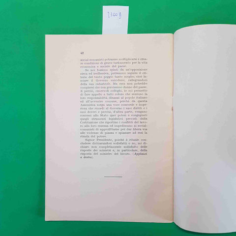 FRANCO MARIO SERVELLO - INFLAZIONE? discorso camera dei deputati 25 maggio 1962