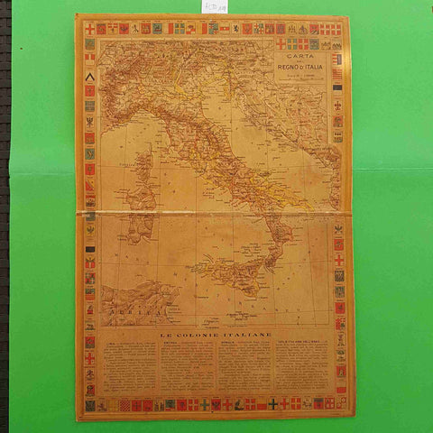 CARTA DEL REGNO D'ITALIA in cartoncino in rilievo ripiegabile FASCISMO COLONIE