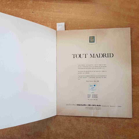 TOUT MADRID 153 PHOTOGRAPHIES 1984 ESCUDO DE ORO