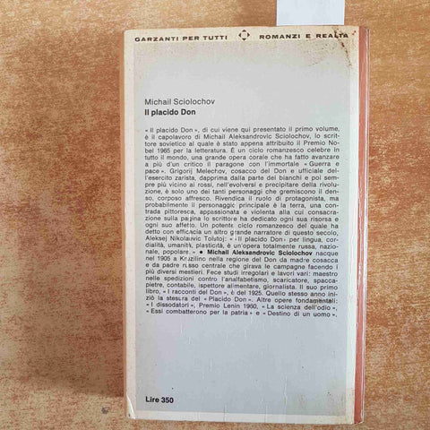 MICHAIL SCIOLOCHOV - IL PLACIDO DON 1°edizione 1965 GARZANTI