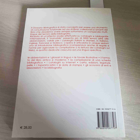 GLOSSARIO BIBLIOGRAFICO MULTILINGUE italiano francese inglese GIRALDI GATTIGNOLO