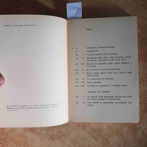 NUOVI PRINCIPI DELLA GEOMETRIA con una teoria delle parallele LOBACEVSKIJ 1974