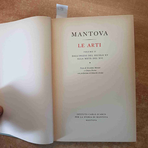 MANTOVA LE ARTI DALL'INIZIO DEL SECOLO XV ALLA META' DEL XVI 1961 VOLUME 2