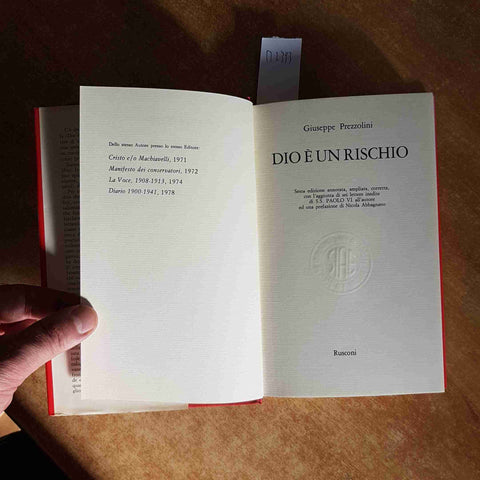 GIUSEPPE PREZZOLINI - DIO E' UN RISCHIO 1979  RUSCONI prima edizione