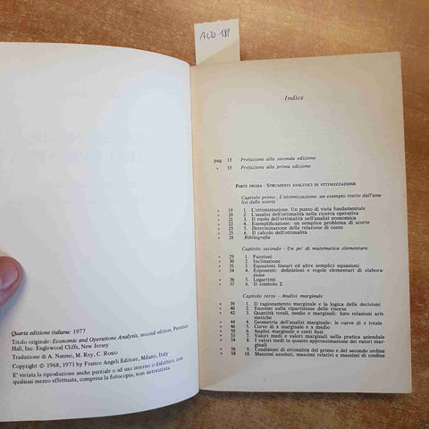 TEORIA ECONOMICA E ANALISI OPERATIVA 4°EDIZIONE - W.J. BAUMOL 1977 FRANCO ANGELI