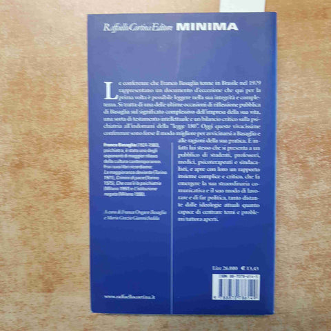 FRANCO BASAGLIA - CONFERENZE BRASILIANE psichiatria 2000 RAFFAELLO CORTINA