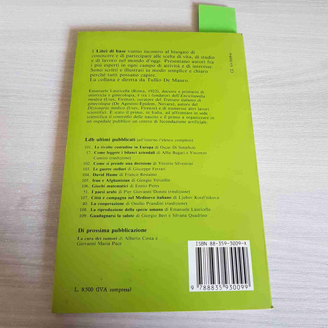 LA RIPRODUZIONE DELLA SPECIE UMANA fecondazione LAURICELLA 1986 EDITORI RIUNITI