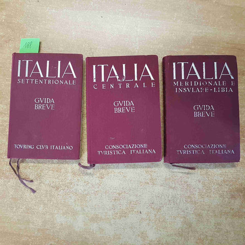 GUIDA BREVE ITALIA SETTENTRIONALE CENTRALE MERIDIONALE 1937/40 TOURING 3 VOLUMI