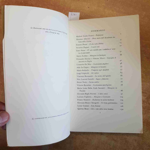 ITINERARI DELLA BUONA TAVOLA 1972 ANNUARIO DELL'ACCADEMIA ITALIANA DELLA CUCINA