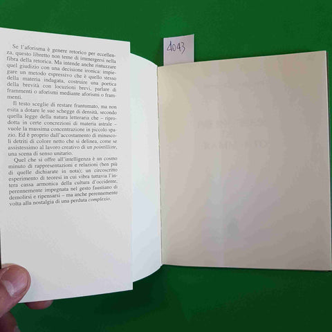 ANTONIO CASTRONUOVO - PALINGENESI DEL FRAMMENTO 1995 ANTONIO PELLICANI EDITORE