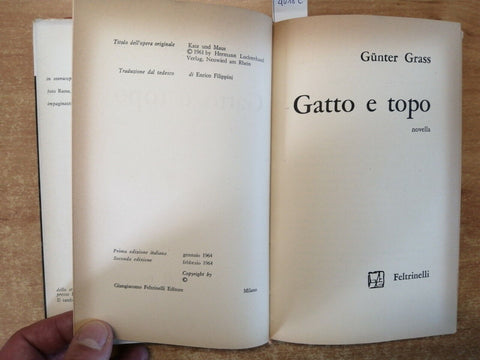 GUNTER GRASS - Gatto e topo - 2ed. Feltrinelli 1964 +segnalibro originale(