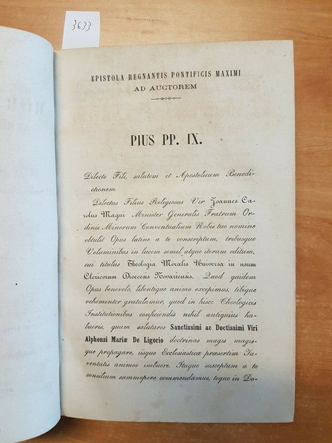 THEOLOGIA MORALIS UNIVERSA - PIETRO SCAVINI 1865 OLIVA - 4 VOLUMI COMPLETI(