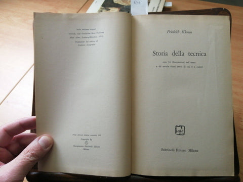 FRIEDRICH KLEMM - STORIA DELLA TECNICA - 1ED. - FELTRINELLI - 1959 - (6715