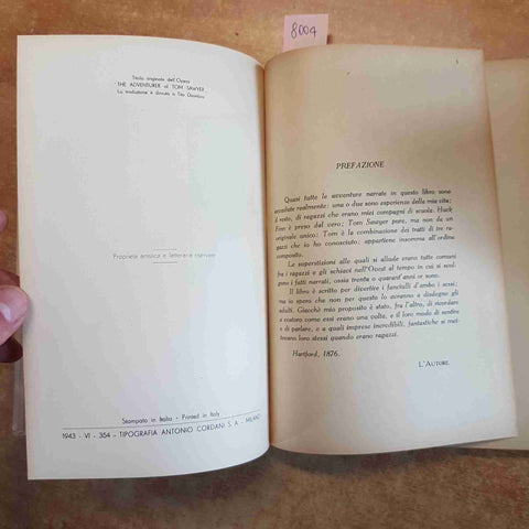 AVVENTURE DI TOM SAWYER MARK TWAIN CORTICELLI 1943