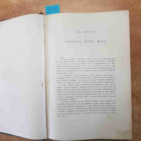 L'ETA' DELL'ORO DELL'ARTE ITALIANA Eugenio Muntz 1895 CORRIERE DELLA SERA