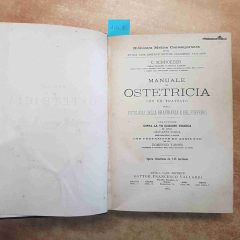 MANUALE DI OSTETRICIA 1884 SCHROEDER vallardi