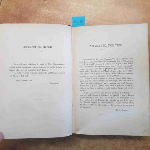 MANUALE DI OSTETRICIA 1884 SCHROEDER vallardi