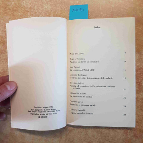 CRISI DELLA MEDICINA PROPOSTE DI INIZITIVA POLITICA DI MASSA EDITORI RIUNITI