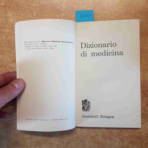 DIZIONARIO DI MEDICINA 1966 ZANICHELLI AZ INDEX