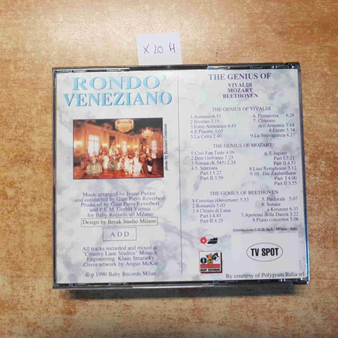 RONDO' VENEZIANO 3 CD THE GENIUS OF VIVALDI MOZART BEETHOVEN 1990 BABY RECORDS