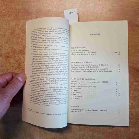 DA PETRARCA A GOZZANO RICORDO DI CARLO CALCATERRA 1994 INTERLINEA pasolini macri