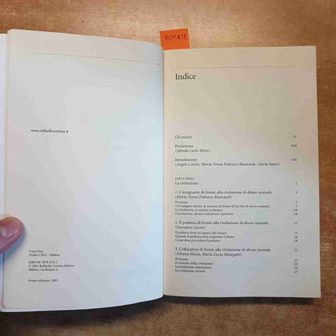 L'ABUSO SESSUALE INTRAFAMILIARE MANUALE DI INTERVENTO psicosociale 2001 CORTINA