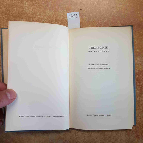 LIRICHE CINESI 1753 A.C. 1278 D.C. EINAUDI 1966 manca la copertina PREF. MONTALE