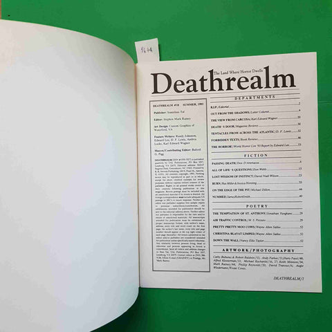 DEATHREALM THE LAND WHERE HORROR DWELLS issue 18 SUMMER 1993 rex miller don webb