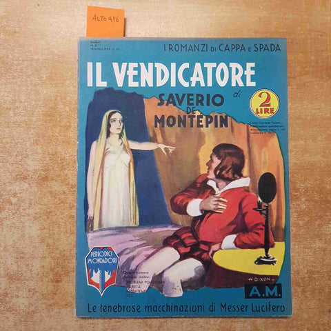 IL VENDICATORE di SAVERIO DE MONTEPIN i romanzi di cappa e spada MONDADORI 1934