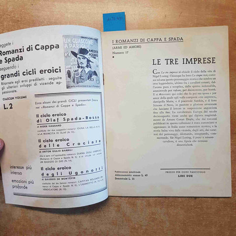 LE TRE IMPRESE di A. CONAN DOYLE i romanzi di cappa e spada MONDADORI 1934