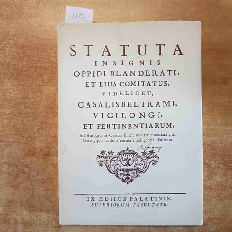 STATUTI DELL'ILLUSTRE CITTA' DI BIANDRATE  statuta insignis oppidi blanderati