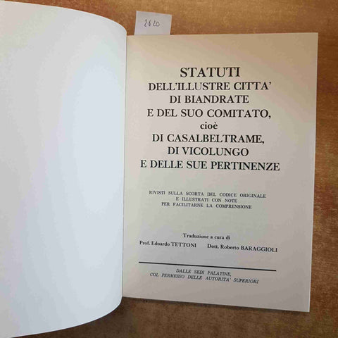 STATUTI DELL'ILLUSTRE CITTA' DI BIANDRATE  statuta insignis oppidi blanderati