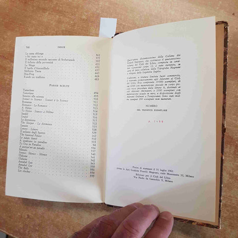EDGAR ALLAN POE - NUOVI RACCONTI STRAORDINARI POESIE SCELTE 1961 CLUB DEL LIBRO