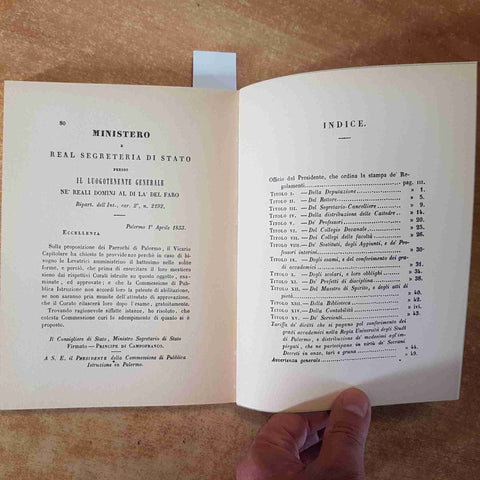REGOLAMENTI DELL'UNIVERSITA' DEGLI STUDI DI PALERMO 1805-1841 LA GRUTTA