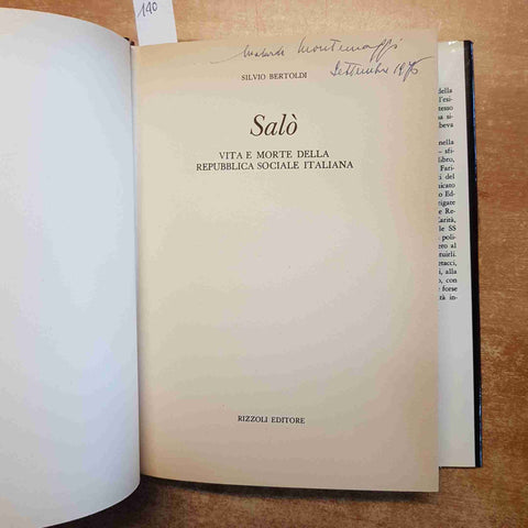 SALO' VITA E MORTE DELLA REPUBBLICA SOCIALE ITALIANA 1976 Bertoldi RIZZOLI salò