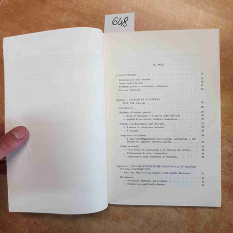 FATTORI UMANI E SICUREZZA STUDI DI FISIOLOGIA E DI PSICOLOGIA DEL LAVORO 1967
