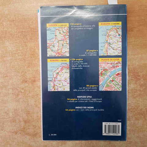 ATLANTE STRADALE EUROPA DE AGOSTINI 1995 con piante capitali e città principali