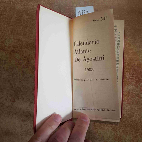CALENDARIO ATLANTE DE AGOSTINI 1958