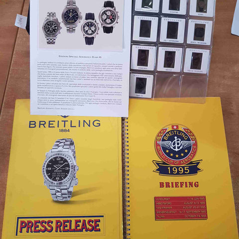 BREITLING PRESS RELEASE 1995 kit retail shop sales BRIEFING DIAPOSITIVE SCHEDE
