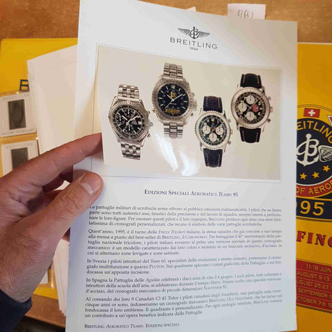 BREITLING PRESS RELEASE 1995 kit retail shop sales BRIEFING DIAPOSITIVE SCHEDE