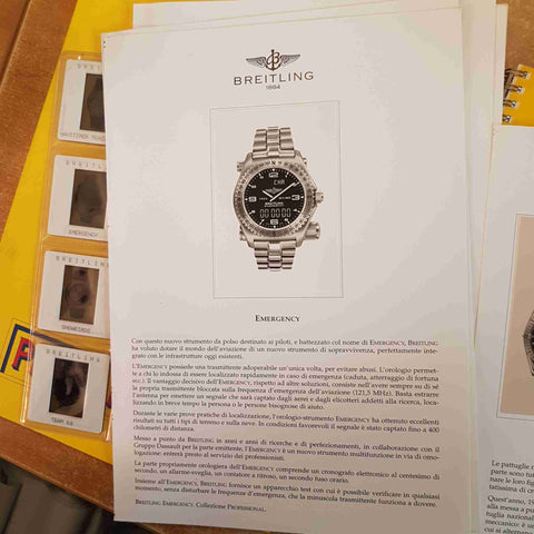 BREITLING PRESS RELEASE 1995 kit retail shop sales BRIEFING DIAPOSITIVE SCHEDE