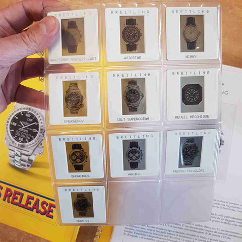 BREITLING PRESS RELEASE 1995 kit retail shop sales BRIEFING DIAPOSITIVE SCHEDE
