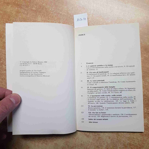 MASSIMO AMMANITI - EDITORI RIUNITI - HANDICAP chi sono gli handicappati 1980