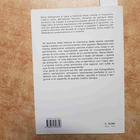 SILVIA DELSIGNORE - RELAZIONI parla una donna 2001 PRIMA EDIZIONE NUOVI AUTORI