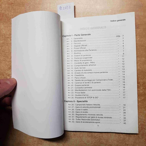 FEDERAZIONE MOTOCICLISTICA ITALIANA VELOCITA' 1999 ANNESSO II R.M.S. motocross